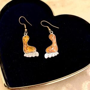 Adorable barefoot tan iridescent earrings LIKE NEW
